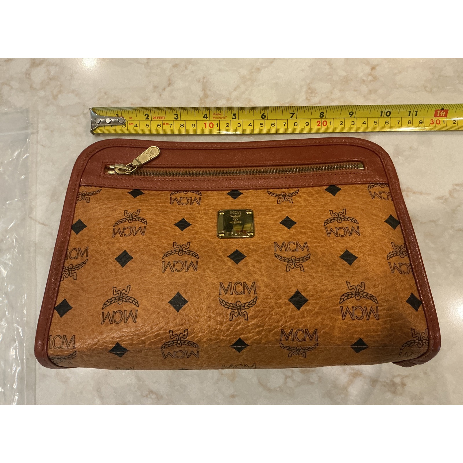 Mcm Vintage Clutch Handbag Coated Canvas Made In Germany